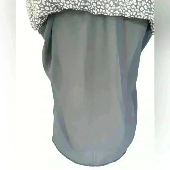 Large Women’s Blouse Short Sleeve Tie Keyhole Front Flowy with Lining Blue White - Picture 5 of 9